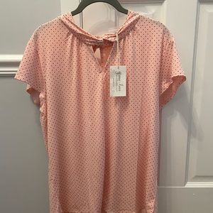 Grace & Lace Twist neck work top, NWT SZ M color blush